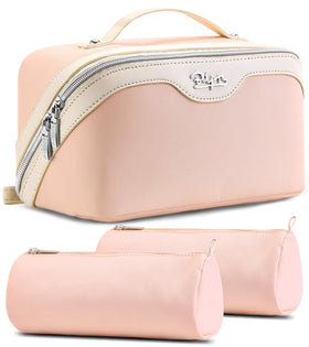 BOYATU Travel Makeup Bag Organizer set of 3 in pink