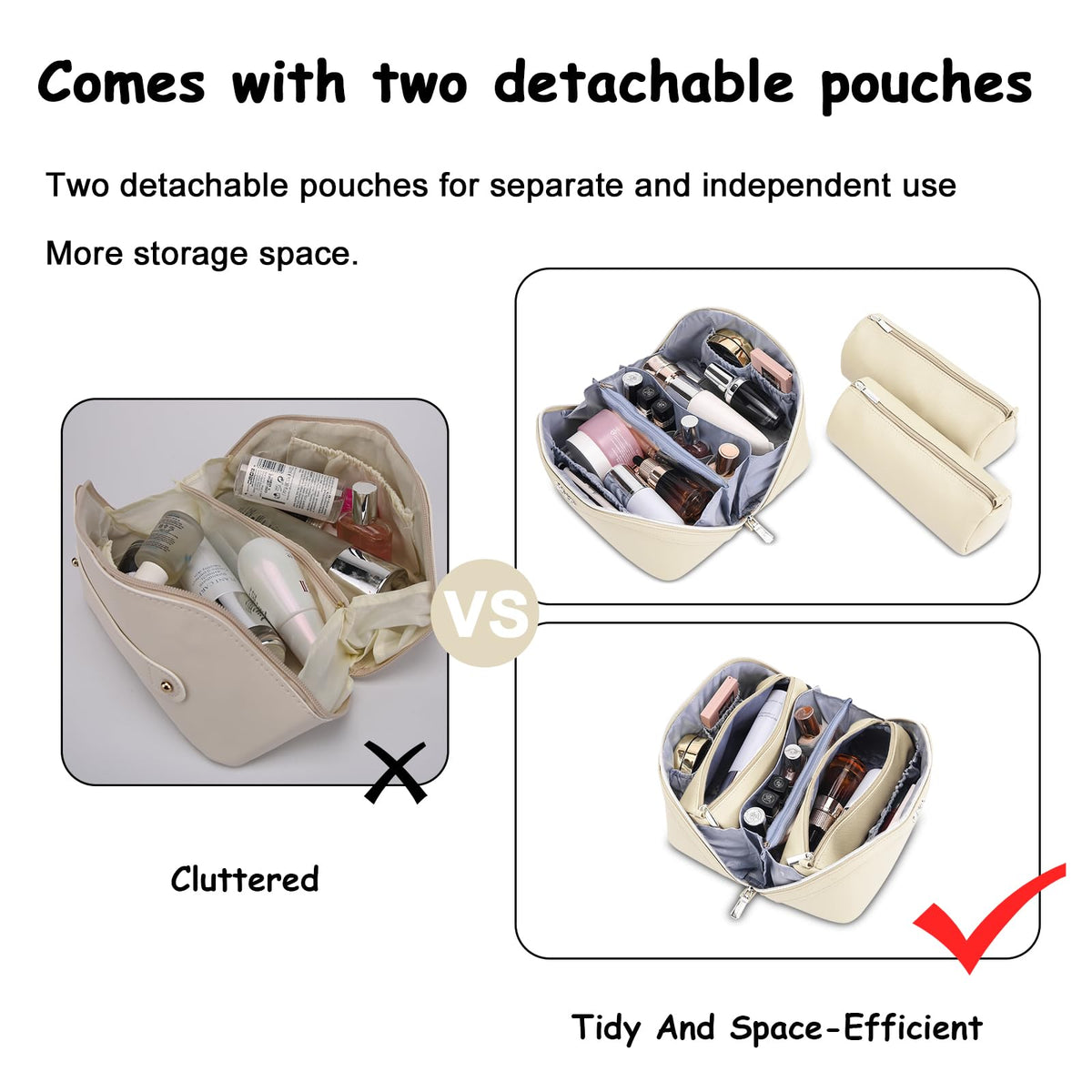 BOYATU Travel Makeup Bag Organizer Set on a bathroom counter