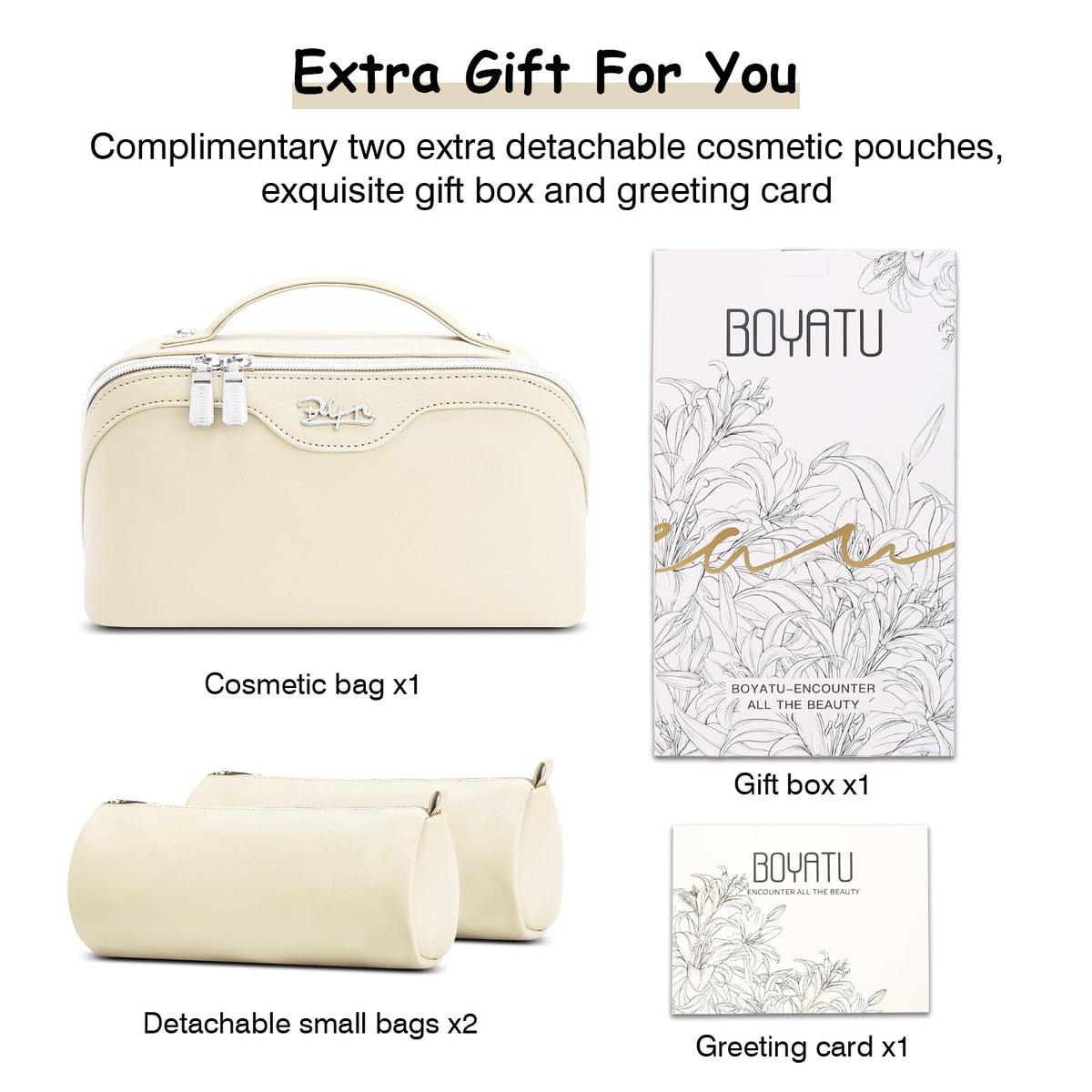 BOYATU Travel Makeup Bag Organizer Set packed in luggage