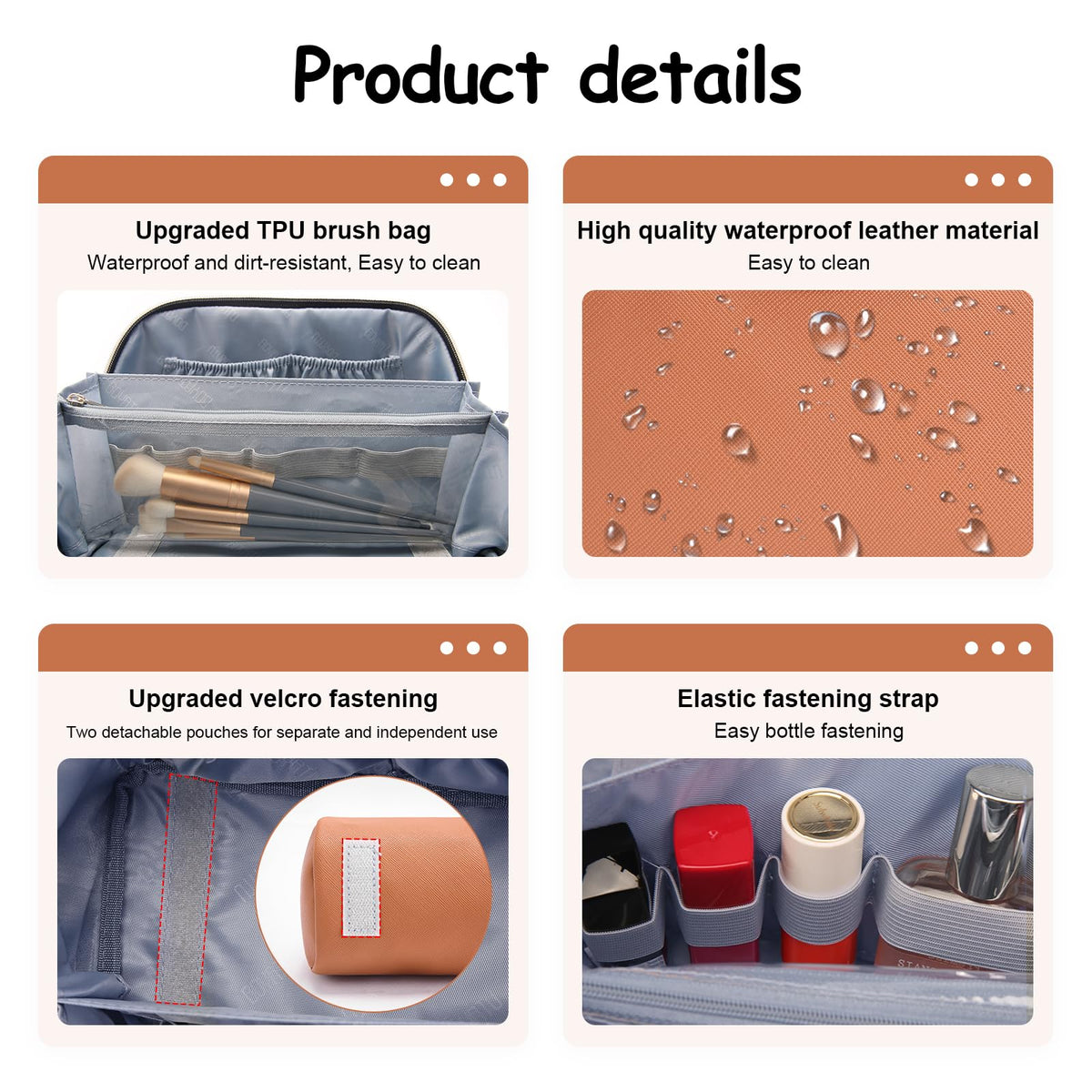 BOYATU Travel Makeup Bag Organizer Set with detachable bags