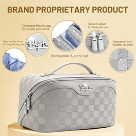 BOYATU Travel Makeup Bag Organizer side view with zippers