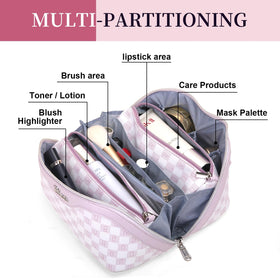 BOYATU Travel Makeup Bag Organizer with compartments open view
