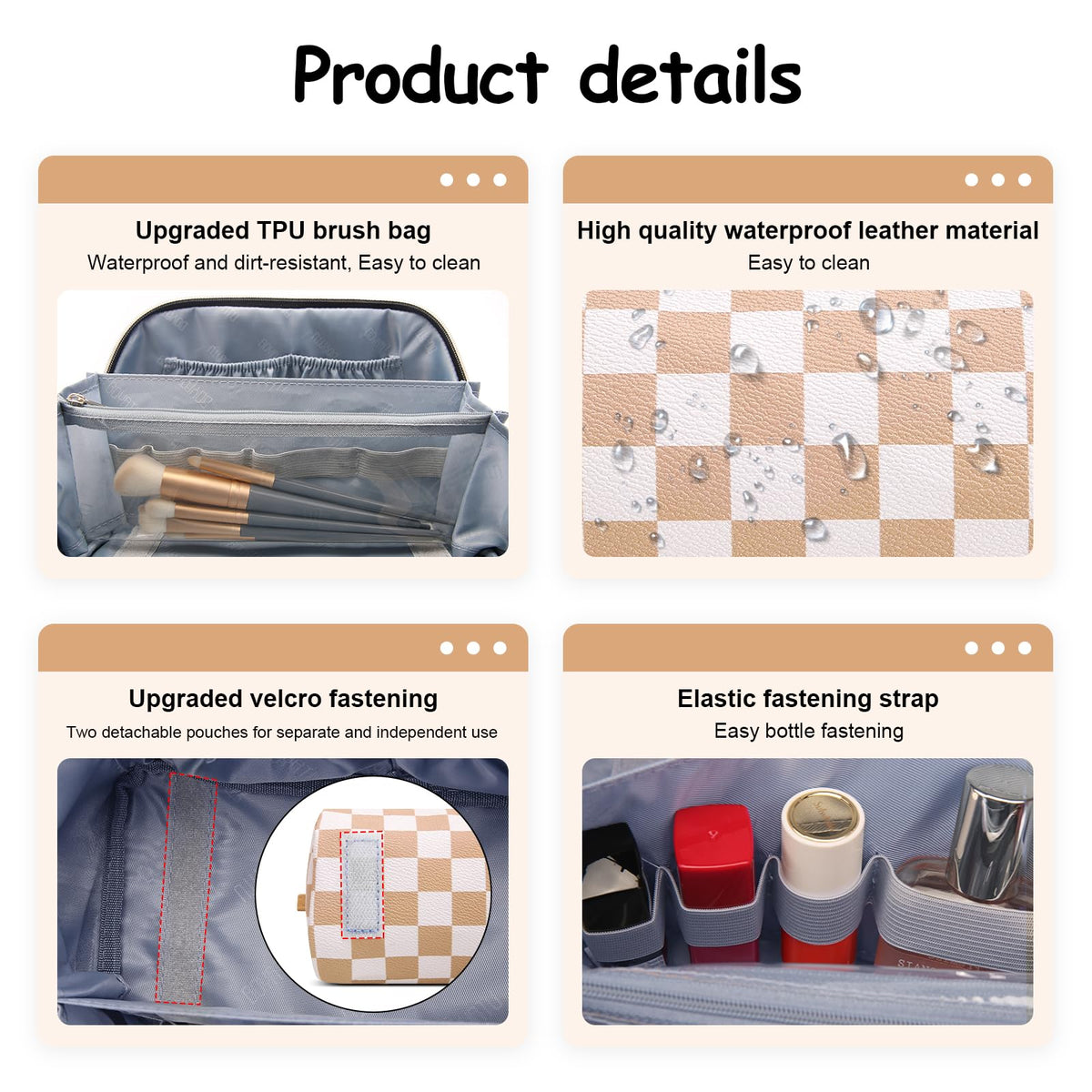 BOYATU Travel Makeup Bag Set arranged with cosmetics