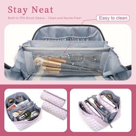 BOYATU Travel Makeup Bag set displayed with all bags