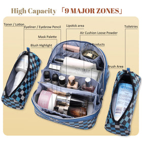 BOYATU Travel Makeup Bag set displayed with cosmetics