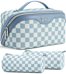 BOYATU travel makeup bag set front view with compartments