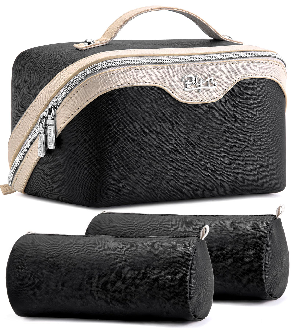 BOYATU Travel Makeup Bag Set front view with three pouches