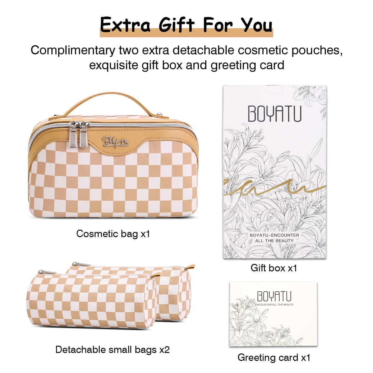 BOYATU Travel Makeup Bag Set in a travel suitcase