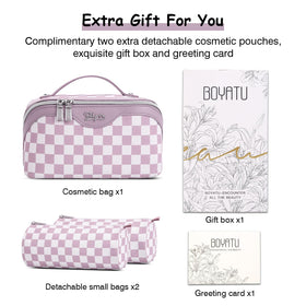 BOYATU travel makeup bag set in use at a picnic