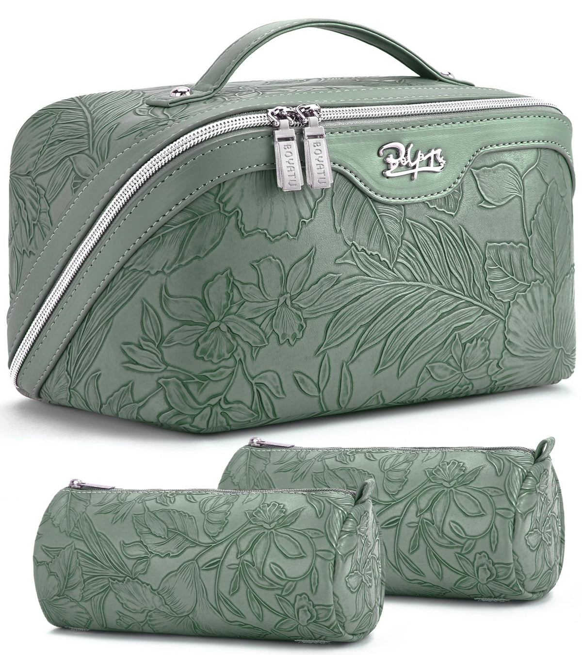 BOYATU Travel Makeup Bag Set of 3 in floral design