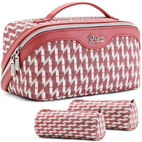 BOYATU Travel Makeup Bag Set of 3 in red with compartments