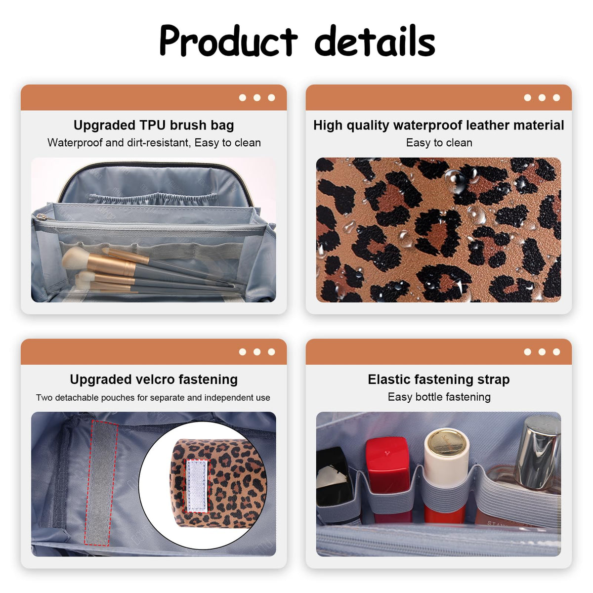 BOYATU Travel Makeup Bag set on a bathroom counter