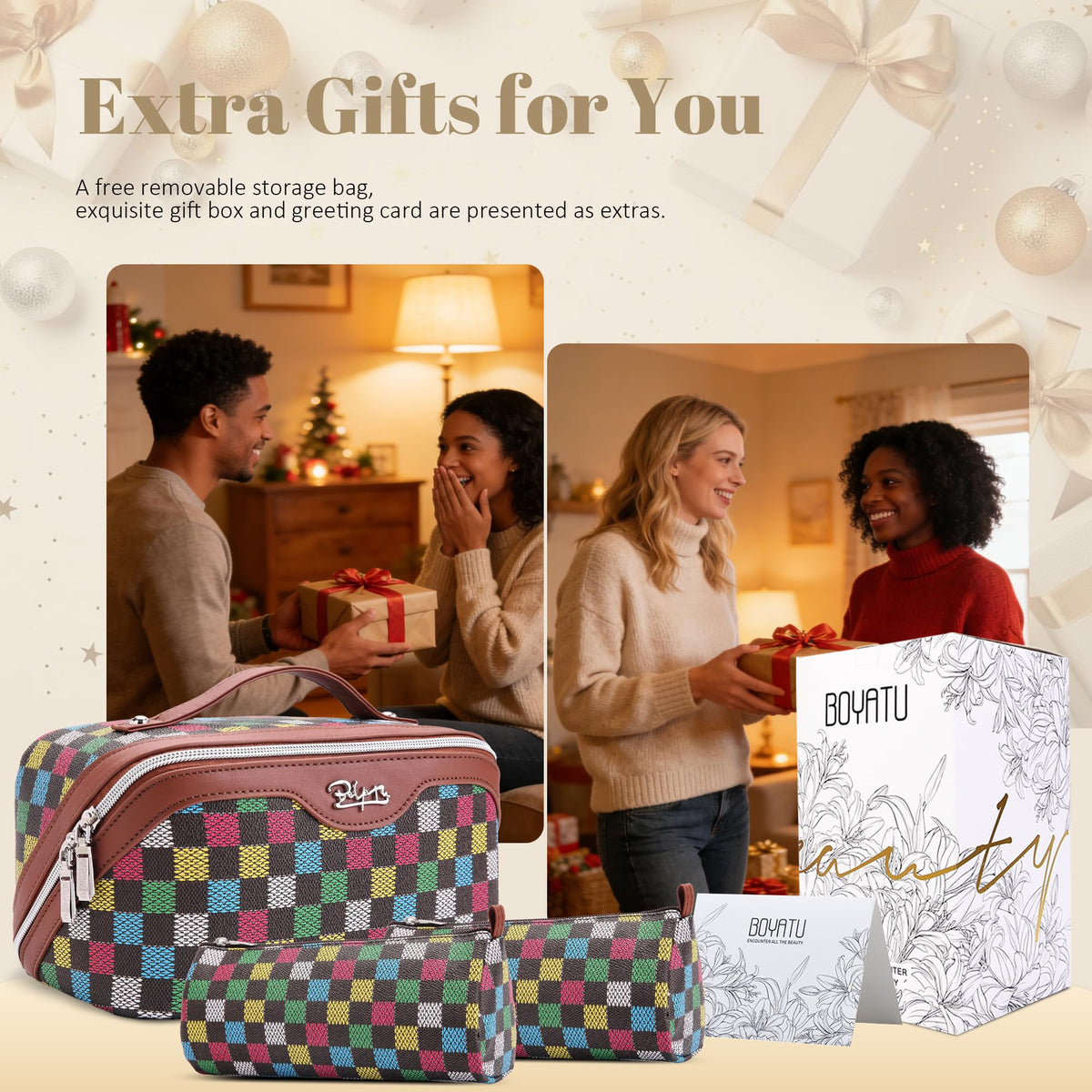 BOYATU travel makeup bag set on a flat surface