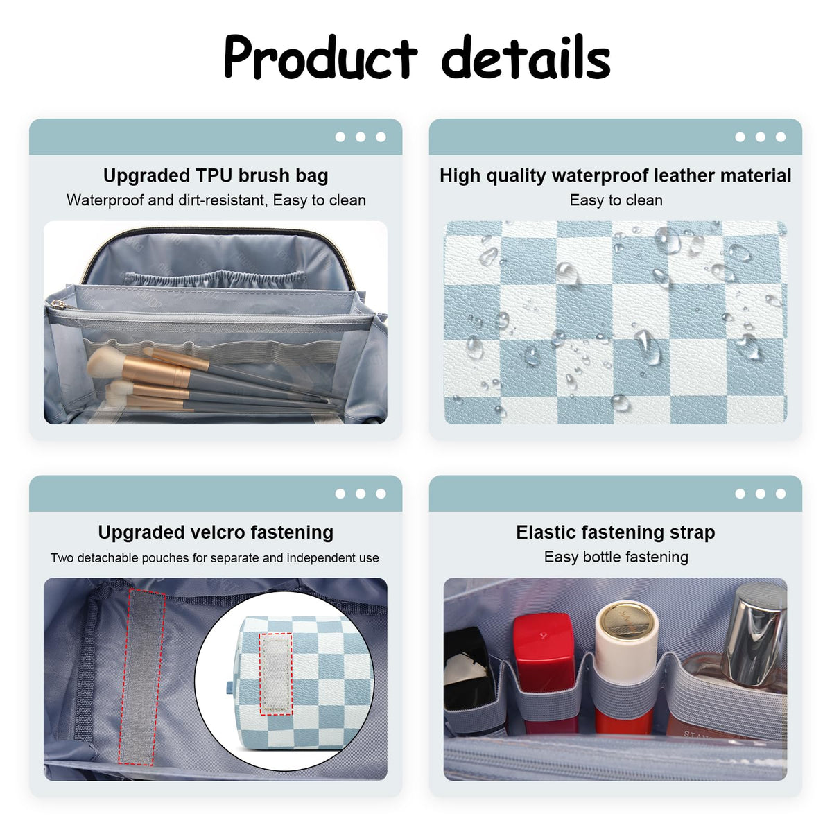 BOYATU travel makeup bag set with handle for easy carrying
