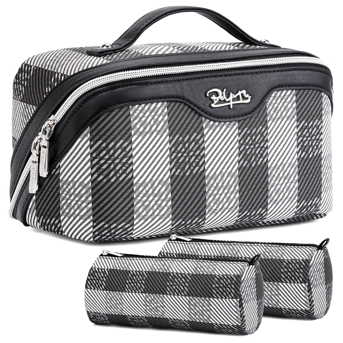 BOYATU Travel Makeup Bag Set with three pouches in black