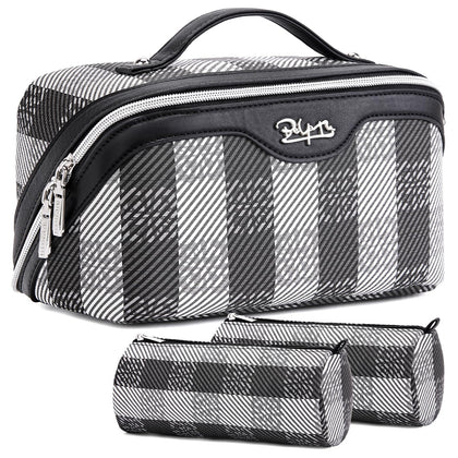 BOYATU Travel Makeup Bag Set with three pouches in black