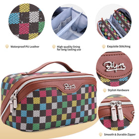 BOYATU travel makeup bag showing five compartments