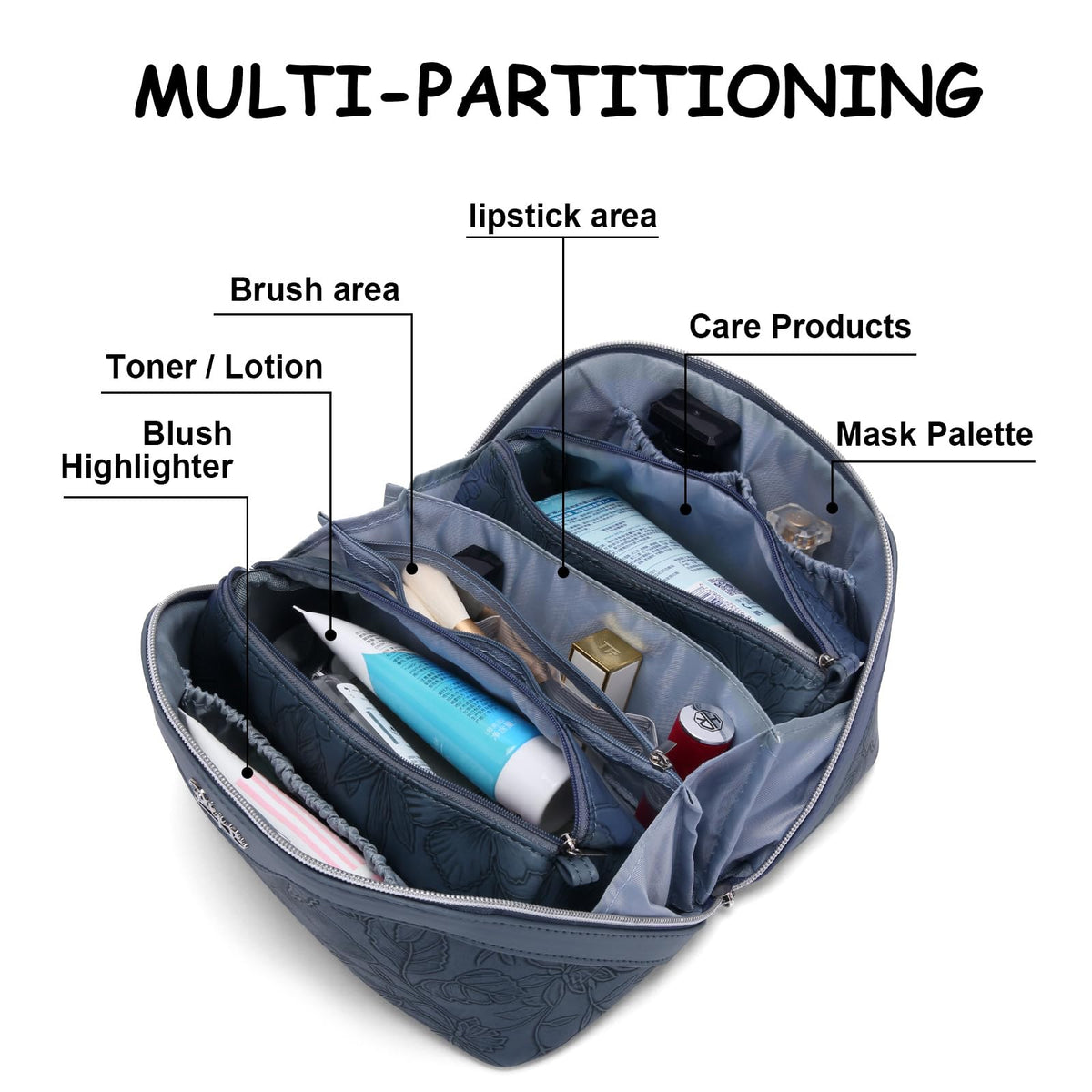 BOYATU Travel Makeup Bag with cosmetics inside