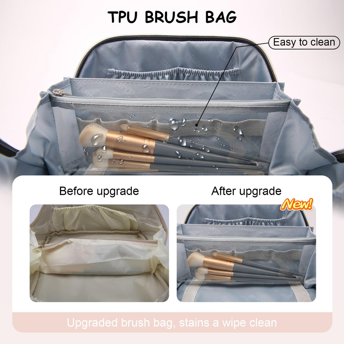 BOYATU travel makeup bag with handle and vegan leather