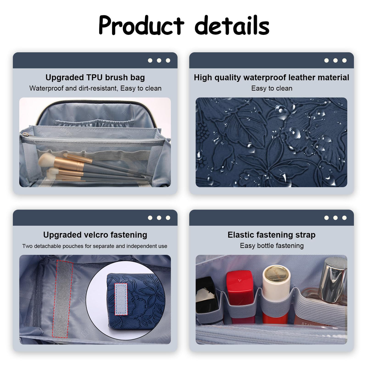 BOYATU Travel Makeup Bag with handle for portability