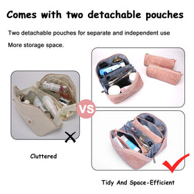 BOYATU Travel Makeup Bag with handle, side view