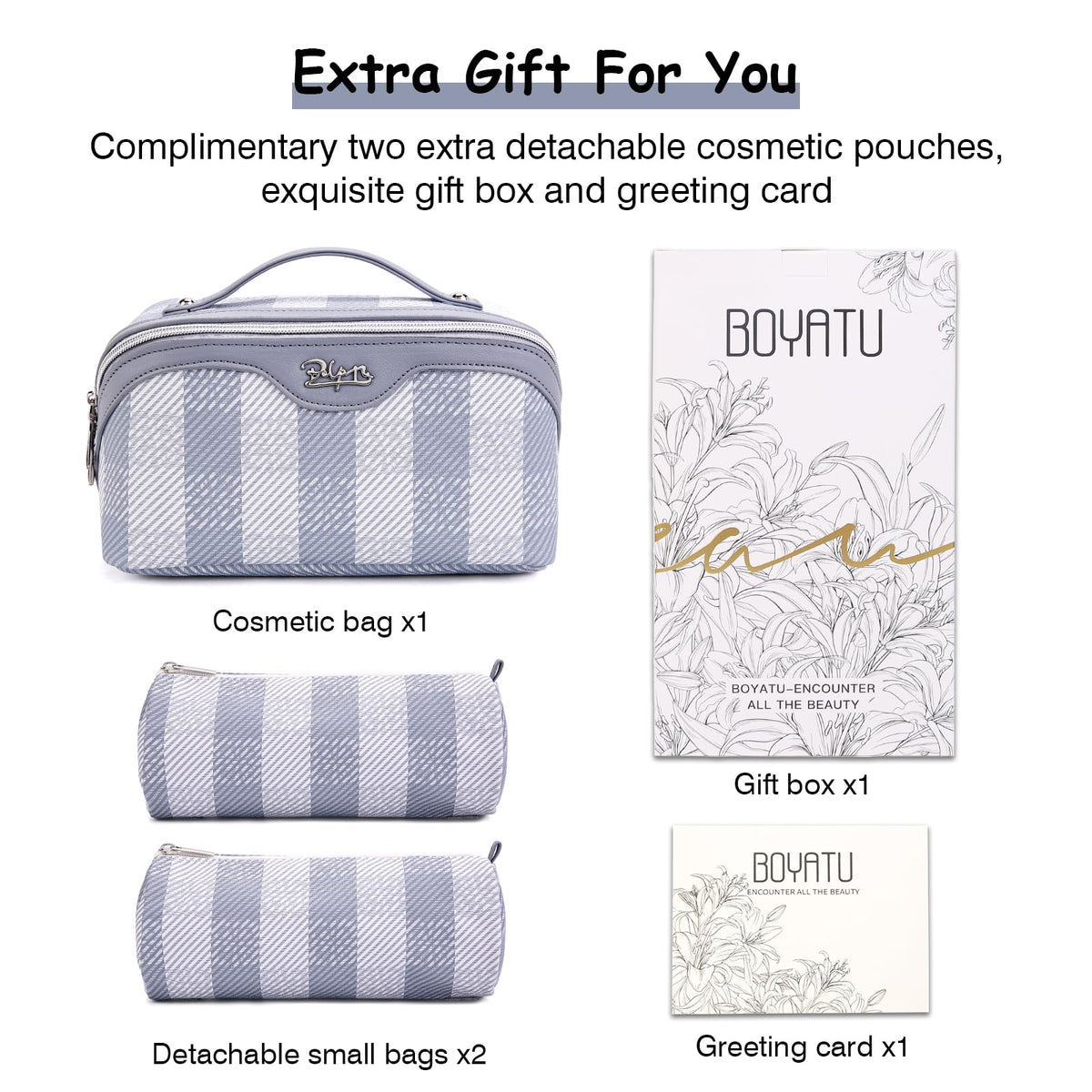 BOYATU Travel Makeup Bag zipper close-up showing quality