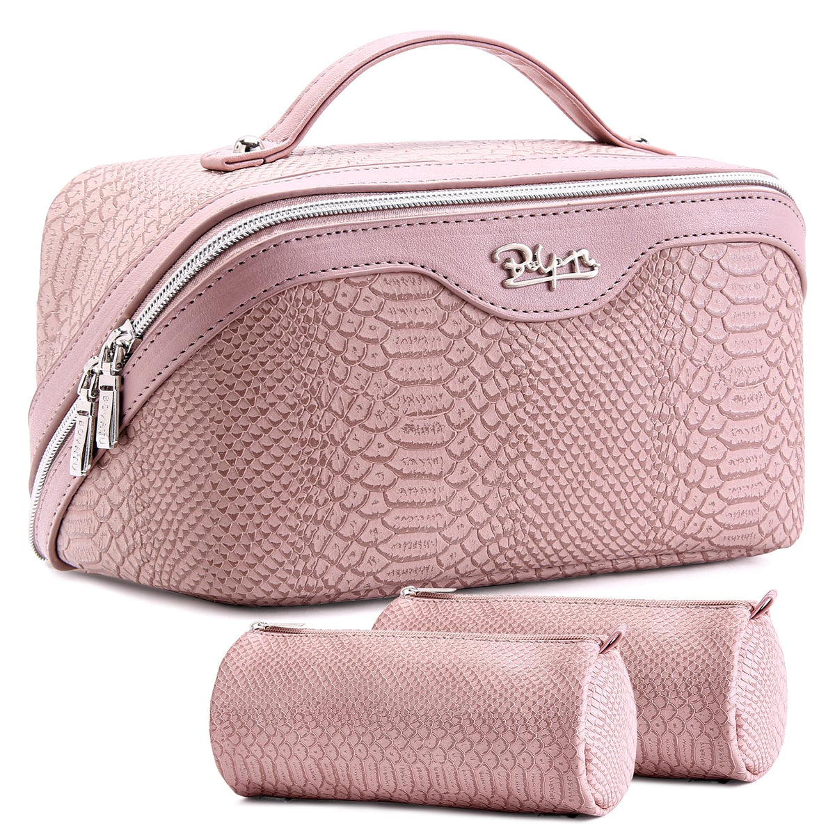 BOYATU Travel Makeup Bags Set in pink with compartments