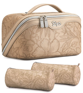 BOYATU Travel Makeup Bags Set of 3 floral design front view