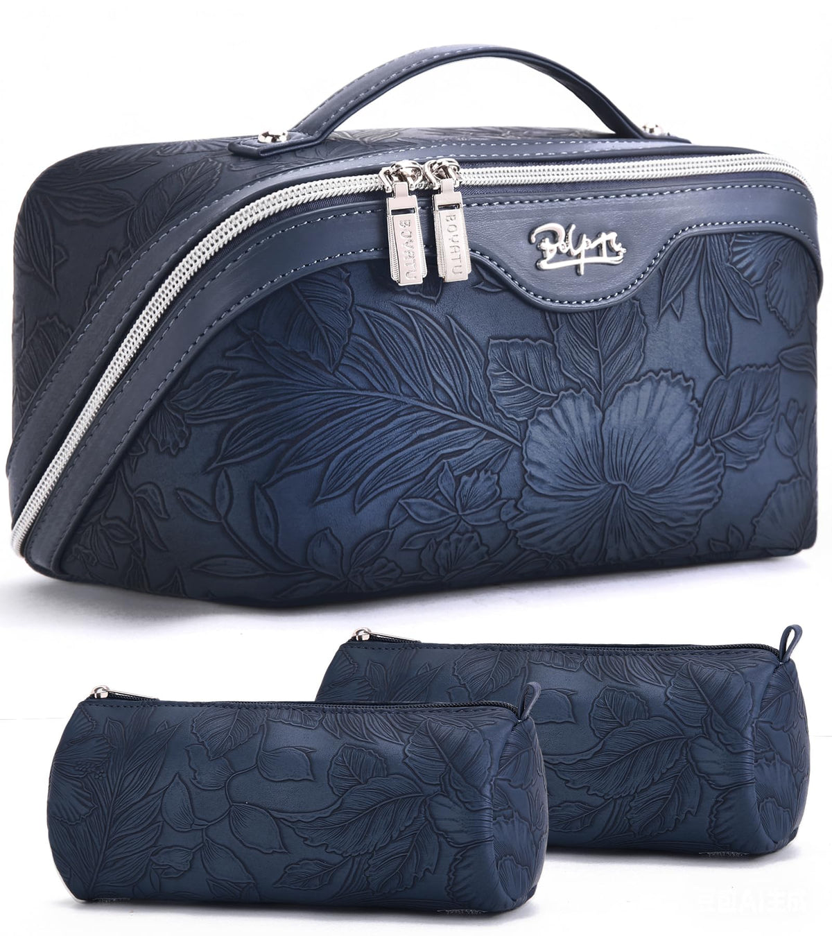 BOYATU Travel Makeup Bags Set of 3 in floral design front view