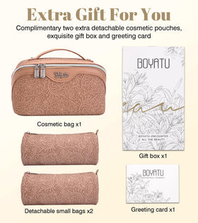BOYATU Travel Makeup Bags Set showcasing elegant floral pattern