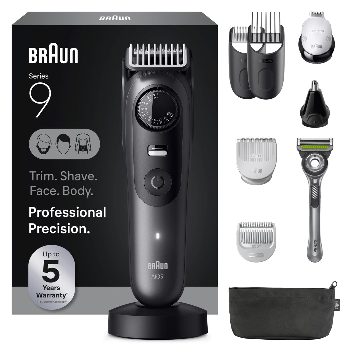 Braun All-in-One Series 9 PRO Trimmer Kit front view