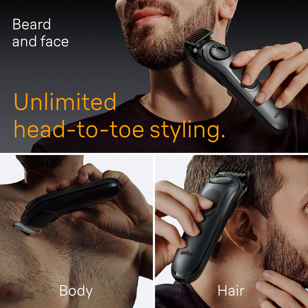 Braun All-in-One Style Kit 5480 precision wheel showing length settings
