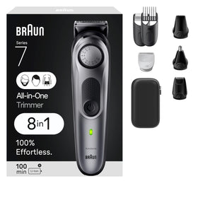 Braun All-in-One Style Kit 7410 front view with various attachments