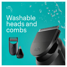 Braun All-in-One Style Kit in a grooming setup with other tools