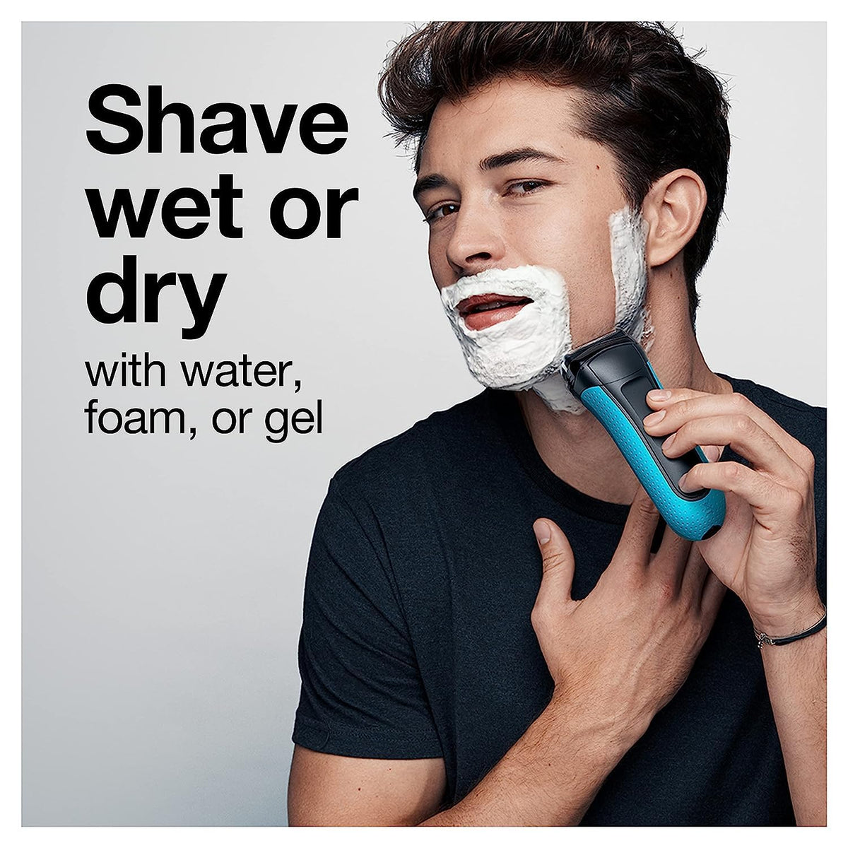 Braun Electric Series 3 Razor in use with foam