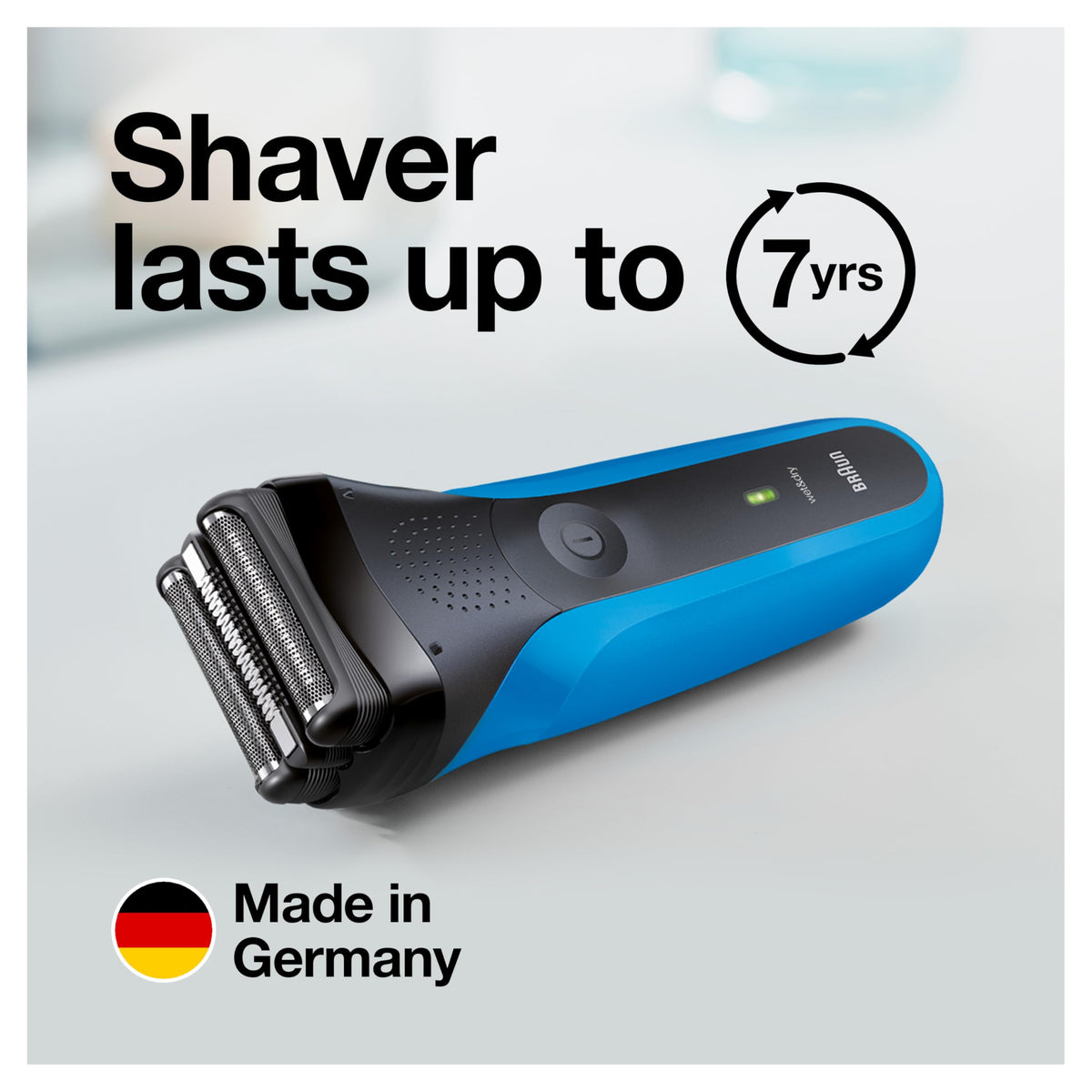 Braun Series 3 3010s Electric Shaver with water running for cleaning