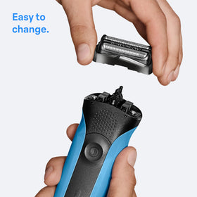Braun Series 3 shaver head installed on shaver