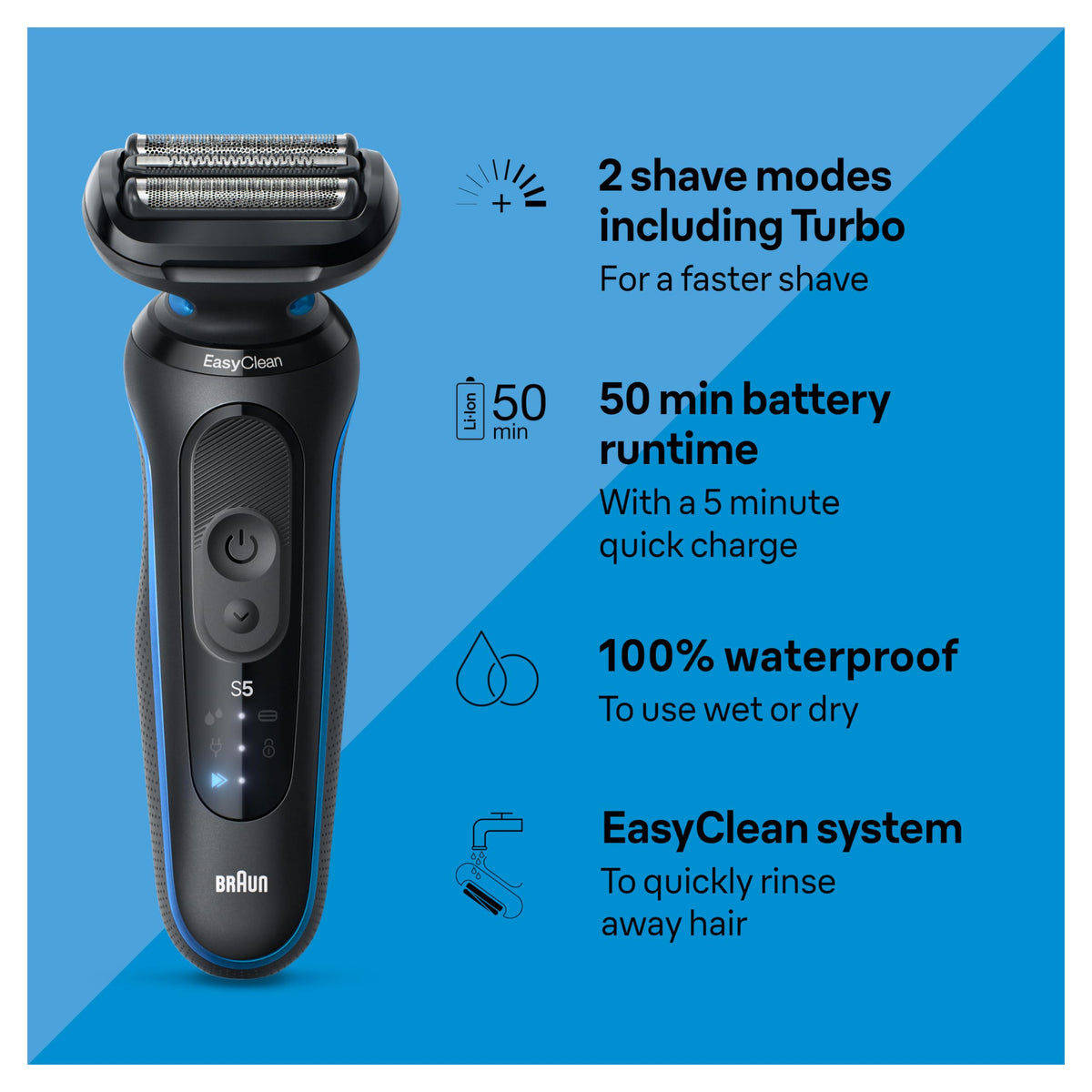 Braun Series 5 5150cs electric shaver side view showing flexible blades