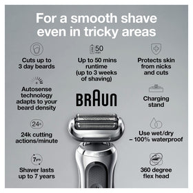 Braun Series 7 electric razor with charging stand