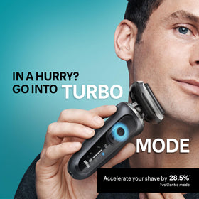 Braun Series 7 Electric Shaver in use with shaving foam
