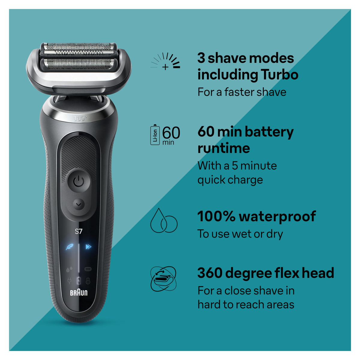 Braun Series 7 Electric Shaver with precision trimmer attachment