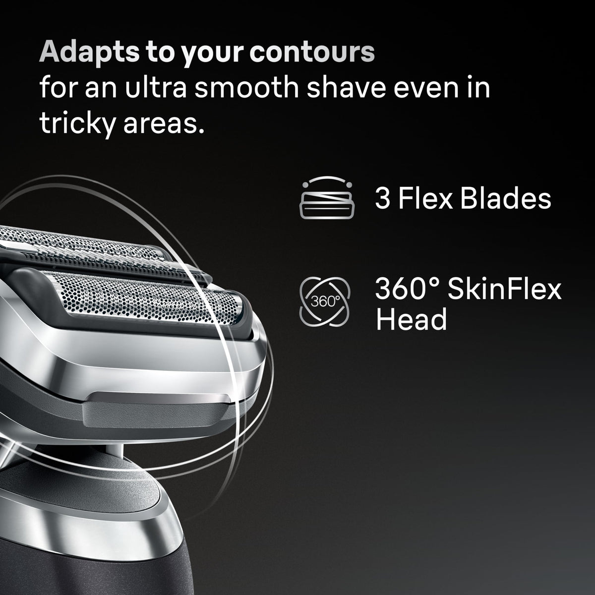 Braun Series 7 Replacement Head showing 360 SkinFlex technology