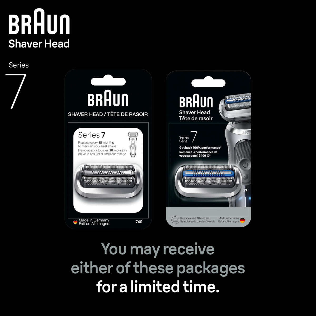 Braun Series 7 Replacement Head with dimensions