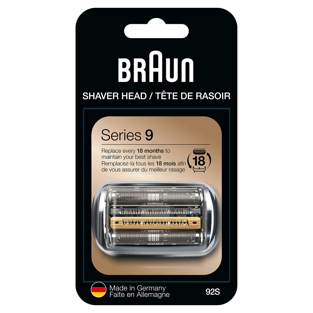 Braun Series 9 Men's Electric Shaver Head Replacement Blade 92S front view