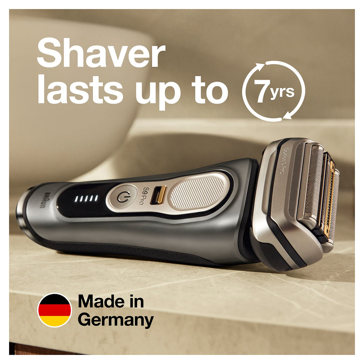 Braun Series 9 Pro 9465cc electric razor showing waterproof feature