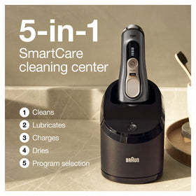 Braun Series 9 Pro 9465cc electric shaver in use with foam