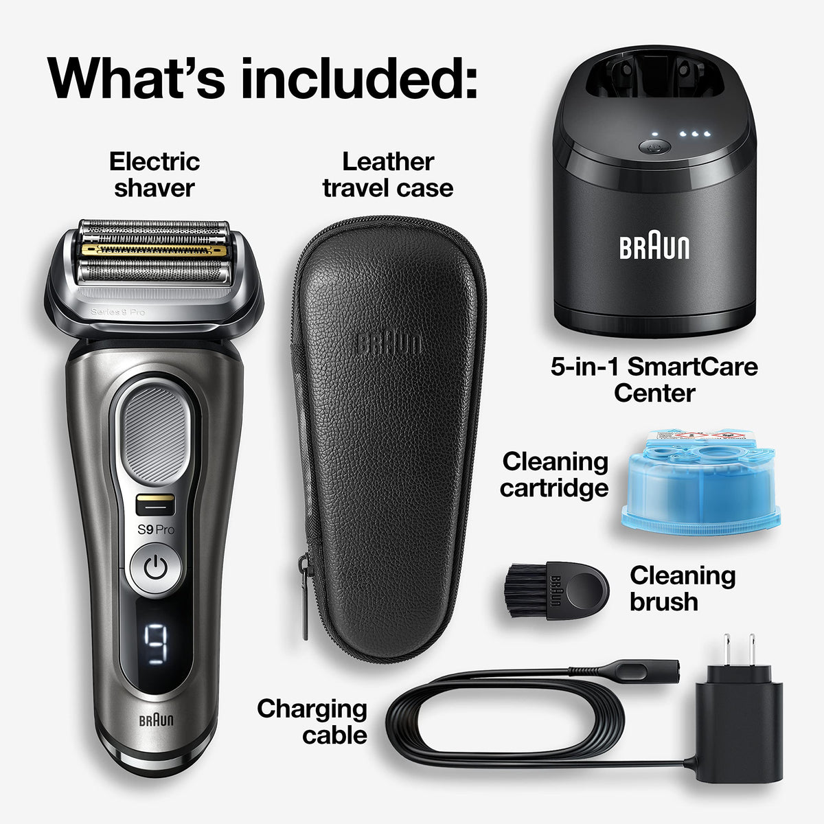 Braun Series 9 Pro 9465cc electric shaver with Clean & Charge station