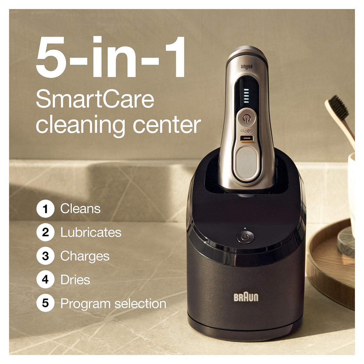 Braun Series 9 Pro 9477cc electric razor with cleaning brush
