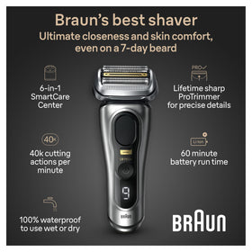 Braun Series 9 PRO+ Electric Razor 9567cc in charging stand