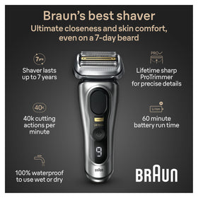 Braun Series 9 PRO+ Electric Razor charging stand and cleaning brush